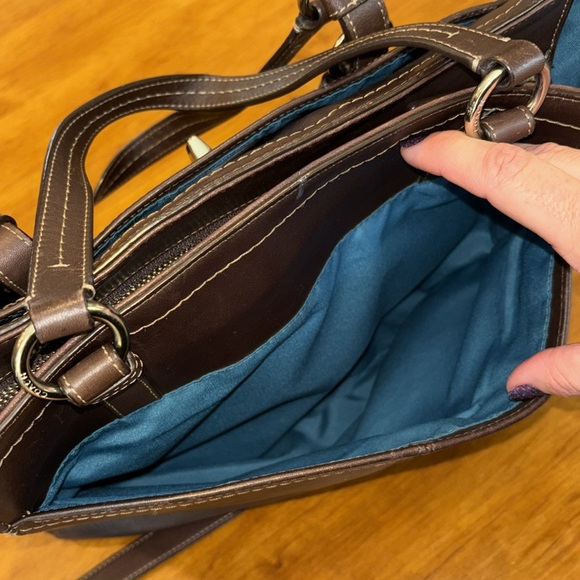 COACH TWO WAY TOTE BAG CHOCOLATE BROWN LEATHER REMOVABLE STRAP SILVER HARDWARE🤎 - Picture 10 of 17